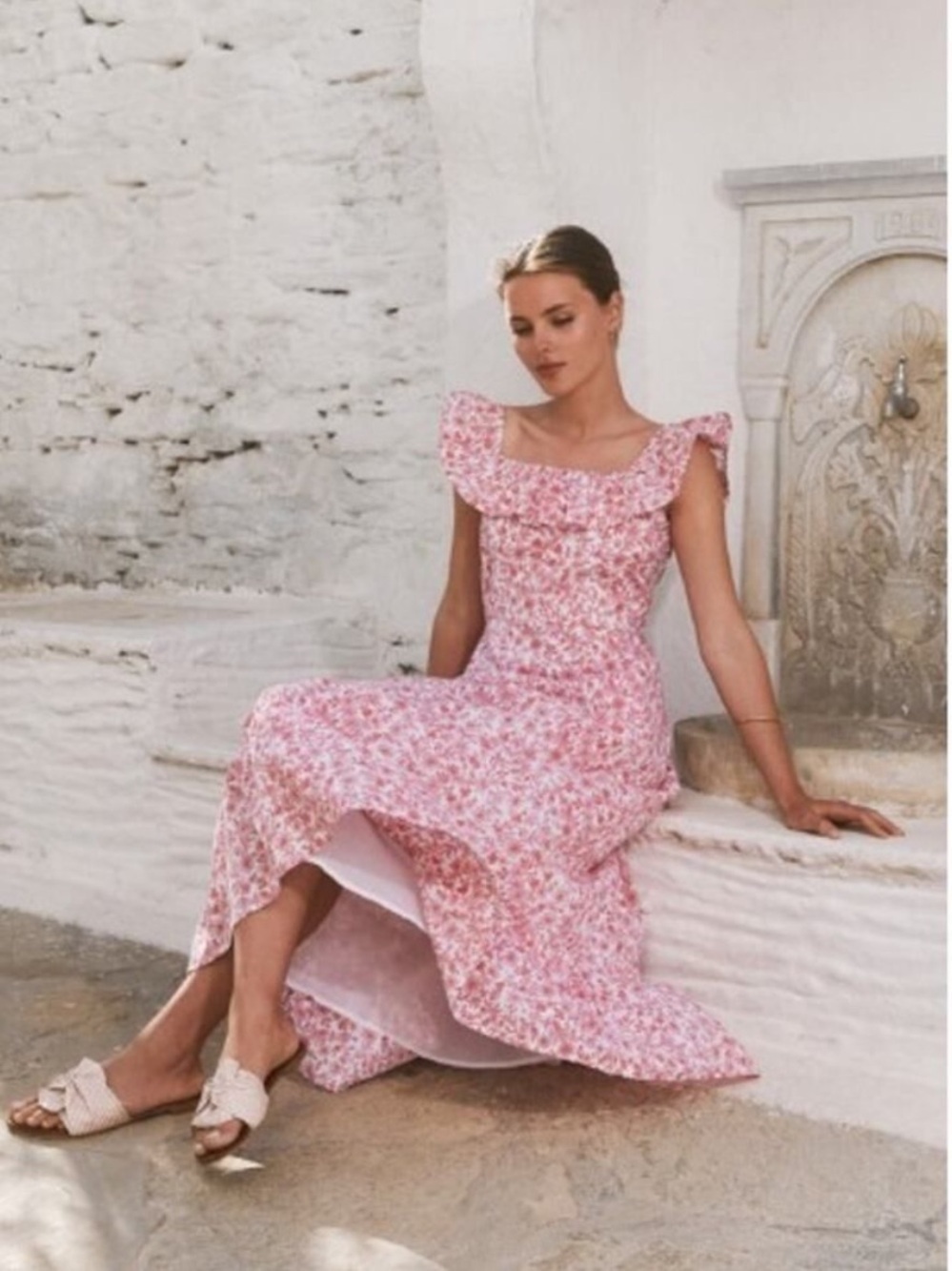 NWT Tuckernuck Pink City Prints Nina Midi Dress in Lolita Pink Cotton Size L